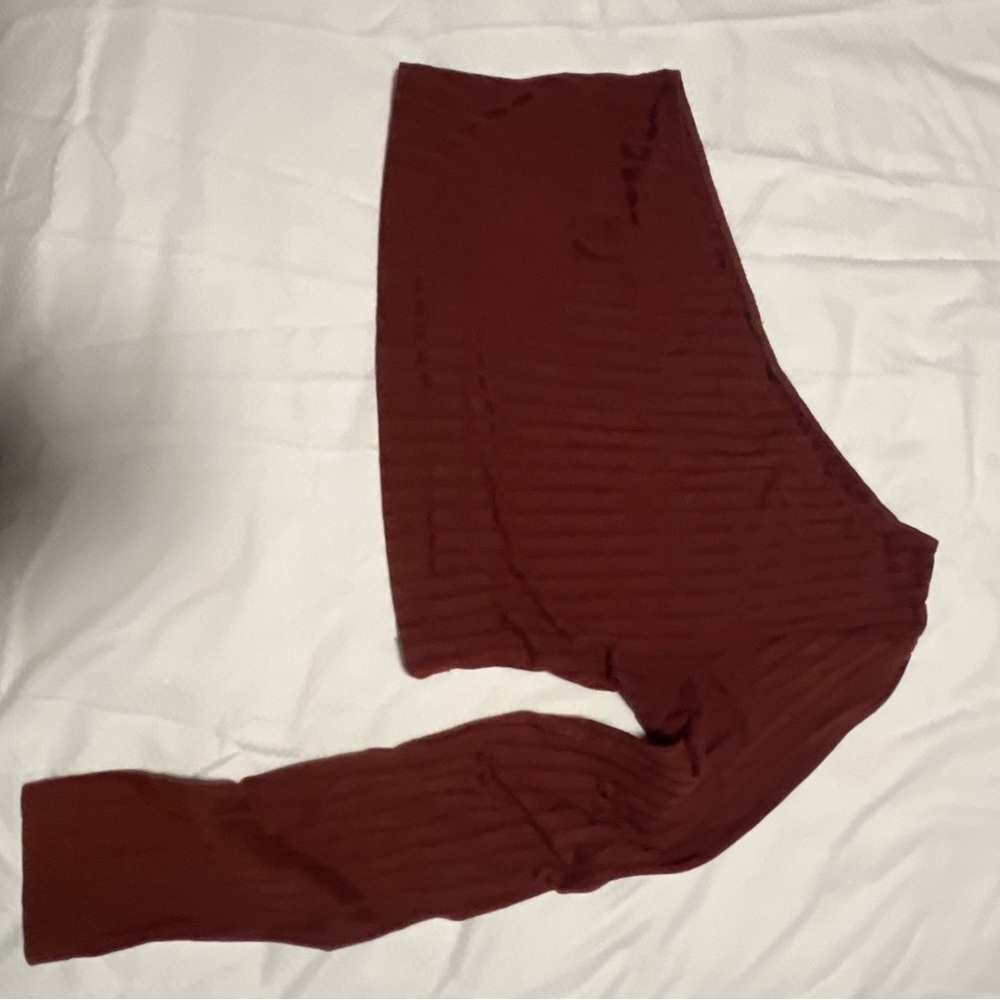 one sleeve crop top brown